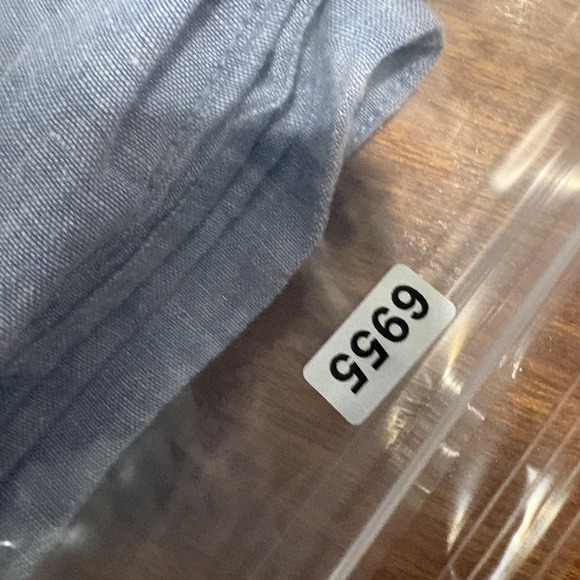 Cynthia Rowley 100% Linen Pants Medium Blue Chambray Ankle Wide Leg Lightweight - Picture 16 of 16